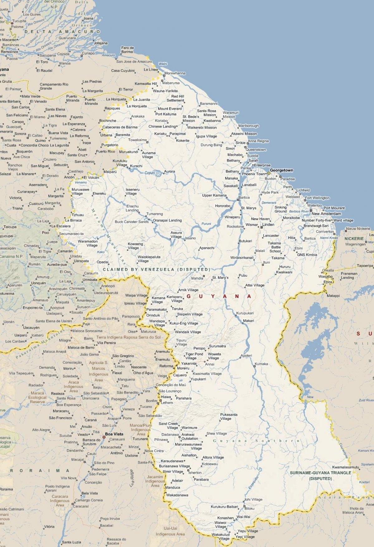mapa ng Guyana kalsada