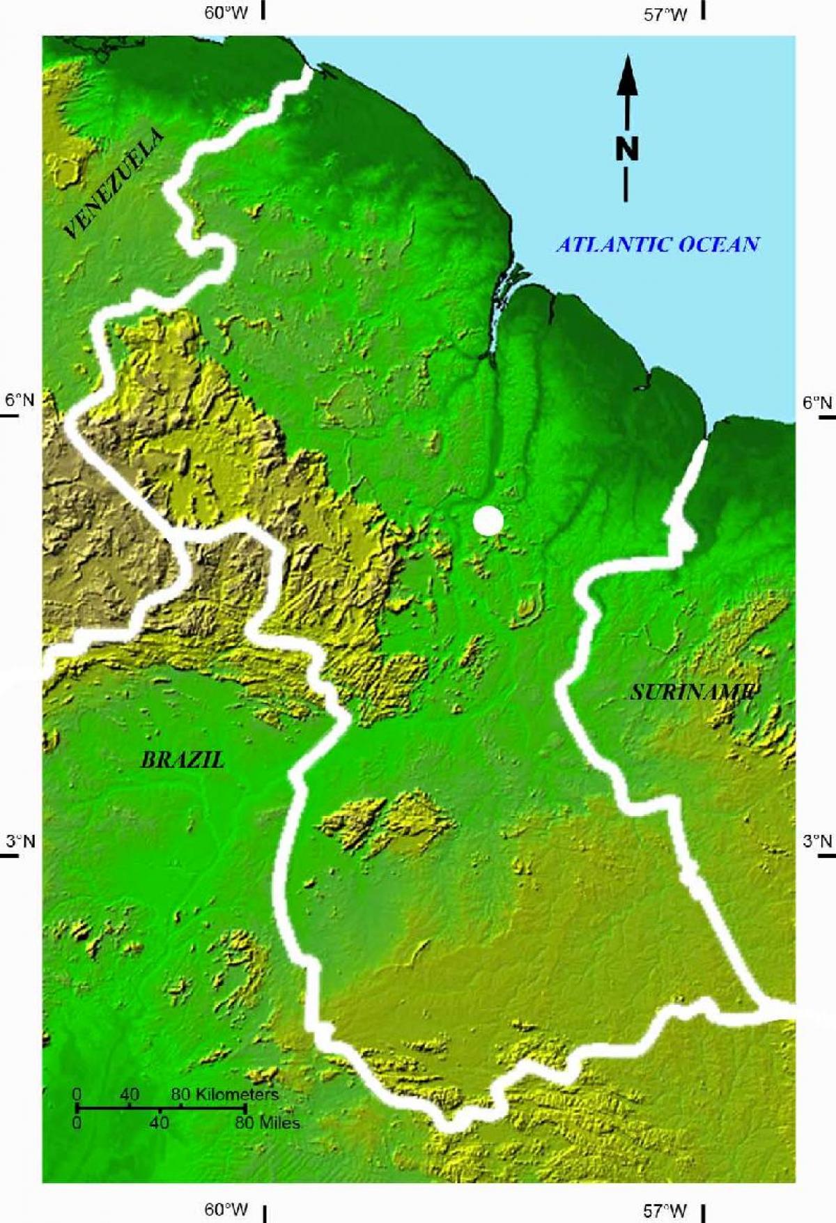mapa ng satellite mapa ng Guyana