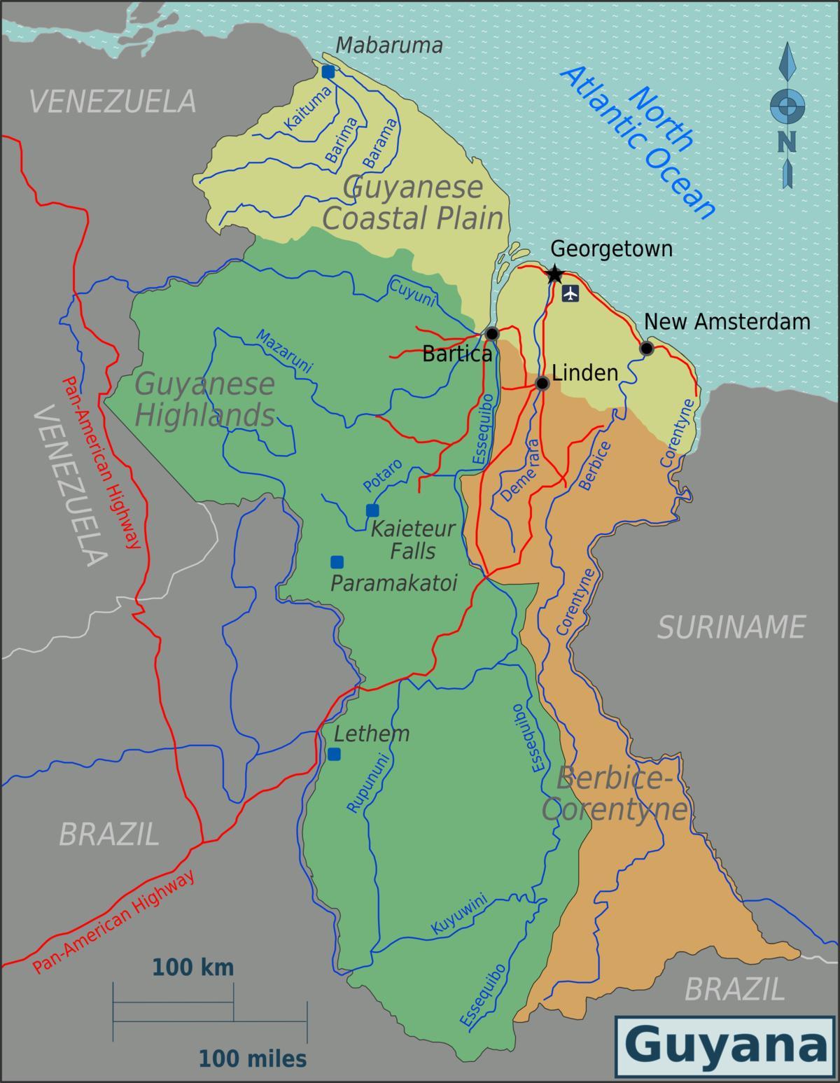 east coast demerara Guyana mapa