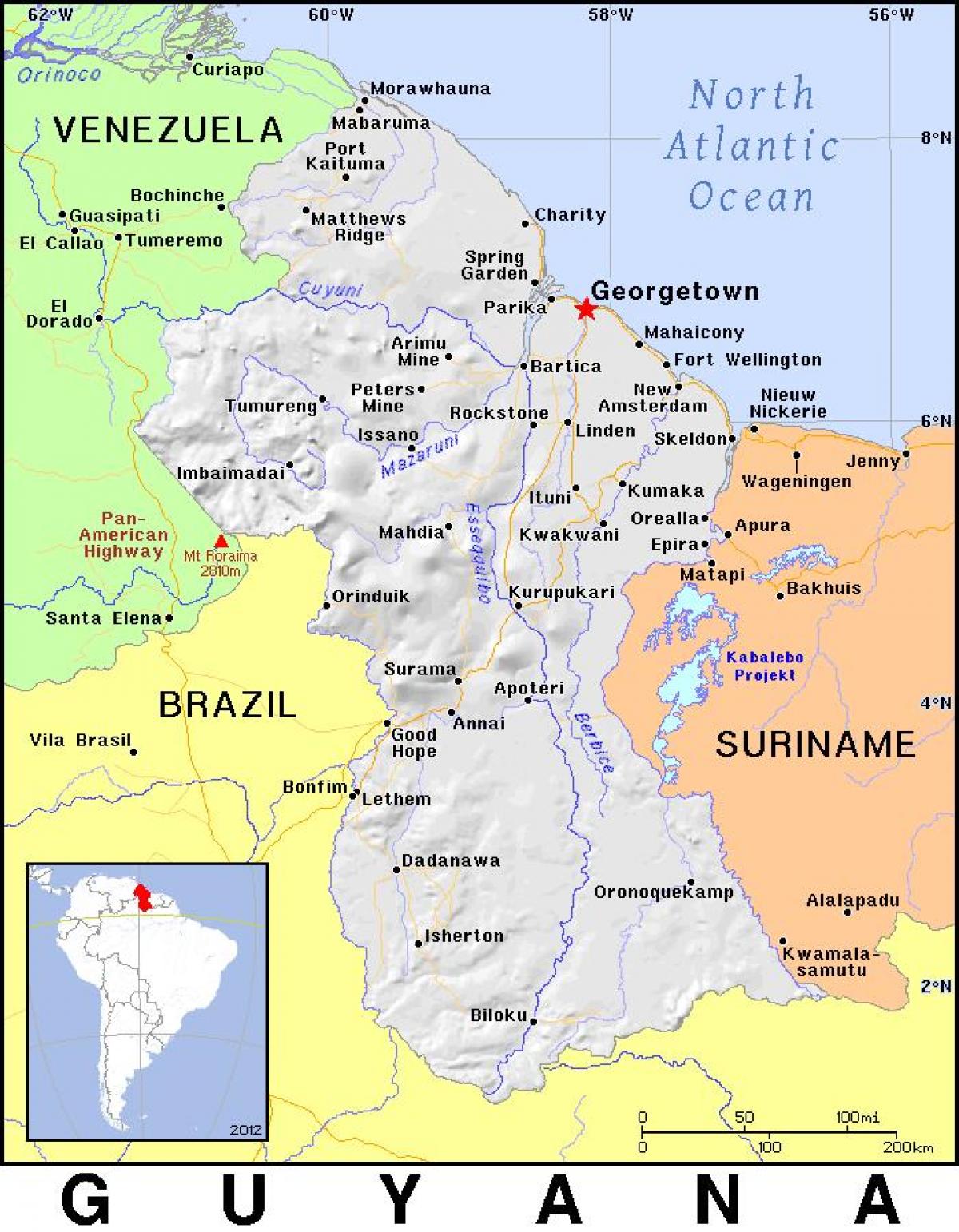 mapa ng Guyana bansa