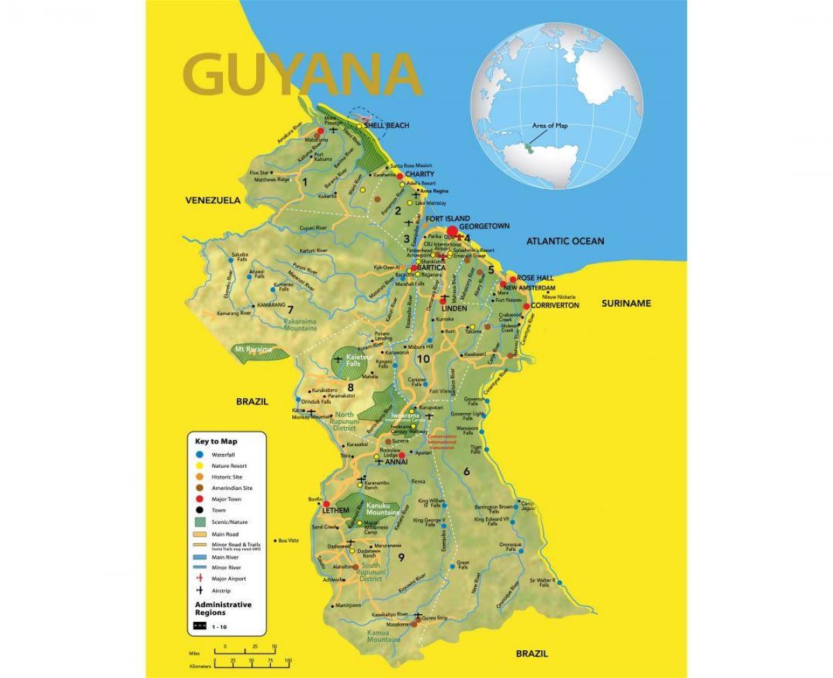mapa ng Guyana ang lokasyon ng mapa