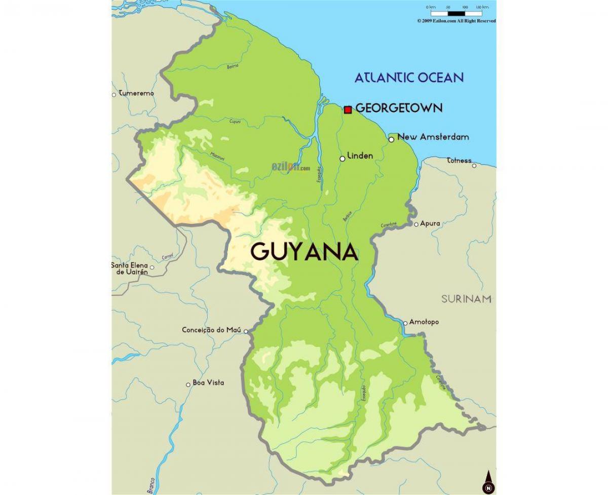 isang mapa ng Guyana