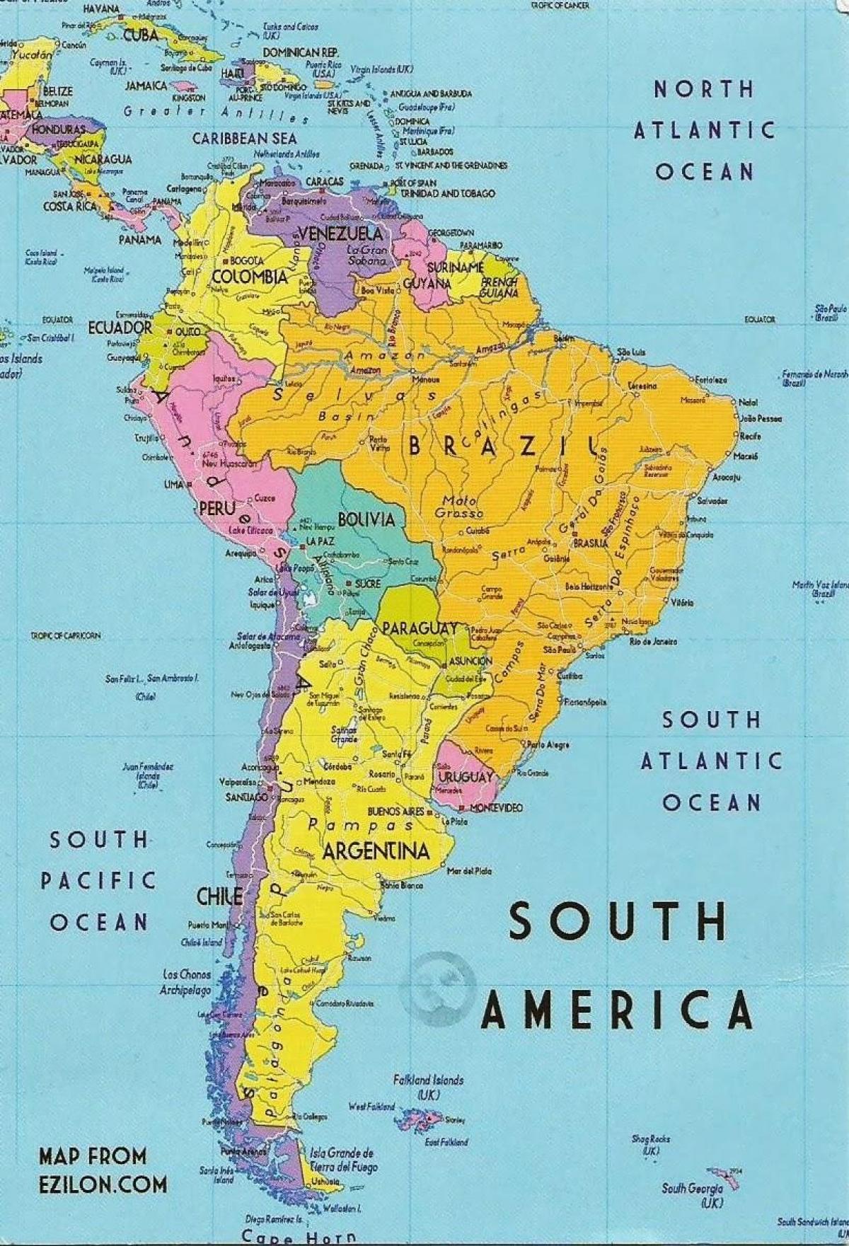 mapa ng Guyana south america 